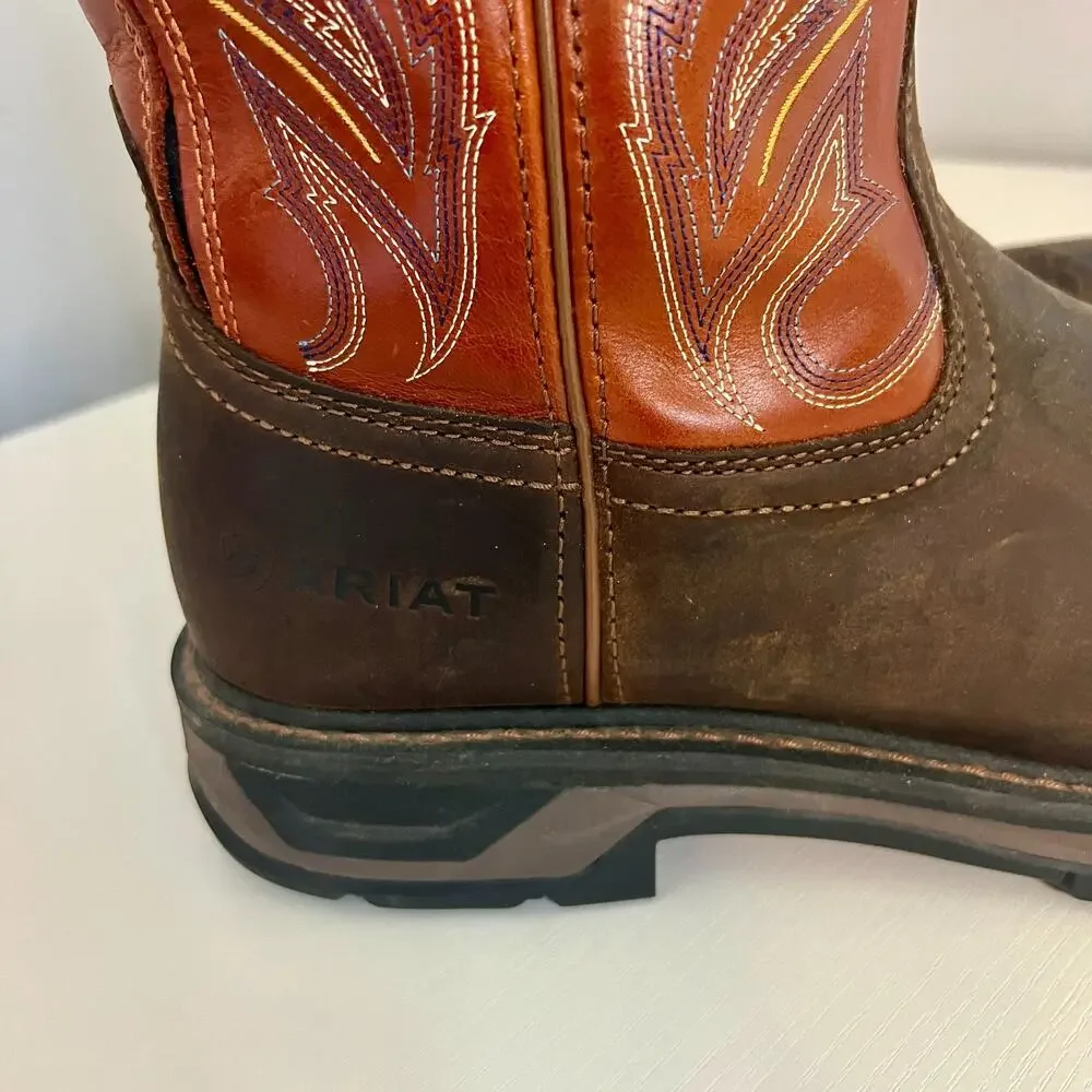 Ariat WorkHog XT Cottonwood Mens 13D Brown Leather Soft Toe EH Cowboy Work Boots